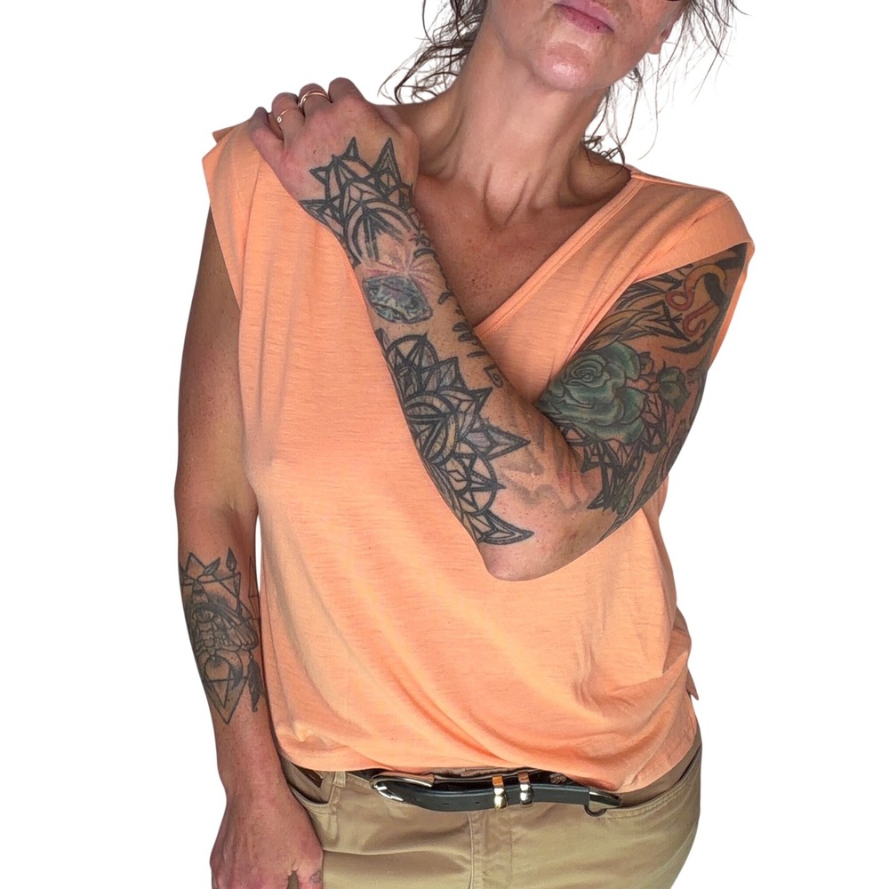 New Vero Par Veronique Cloutier Tank Top Orange Linen Blend Coastgrandmother MP